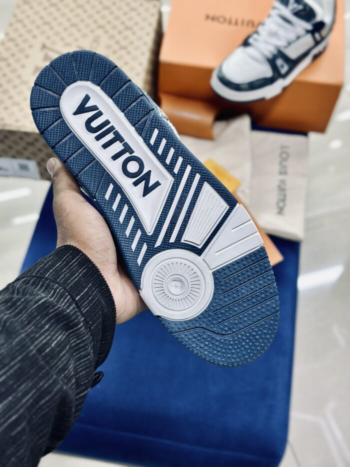 Louis Vuitton LV Trainer Monogram Denim White Blue - Image 4