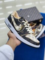 Louis Vuitton x Nike Air Jordan 1 Low OG Custom Brown - Image 2