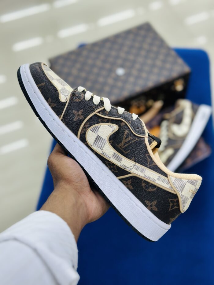 Louis Vuitton x Nike Air Jordan 1 Low OG Custom Brown - Image 3