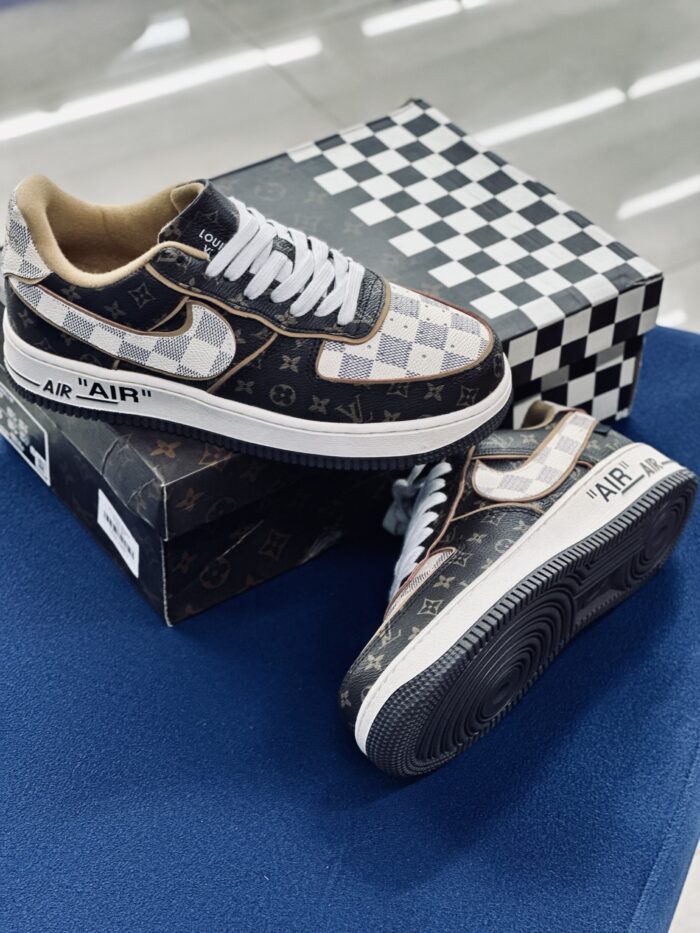 Louis Vuitton X Nike Air Force 1 Low Monogram Brown Damier Azur - Image 6