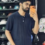 Short-Sleeved Knit Polo Shirt (Navy Blue)