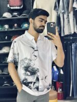Short-Sleeves Monoshade Shirt (White)