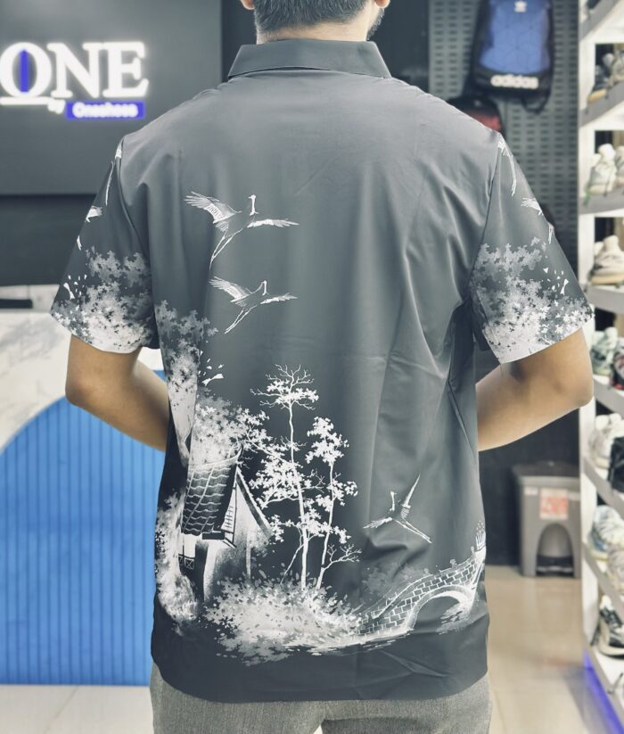 Short-Sleeves Monoshade Shirt (Black) - Image 2