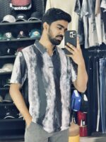 Short-Sleeves Marble Streak Shirt (Black)
