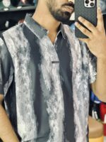 Short-Sleeves Marble Streak Shirt (Black) - Image 2