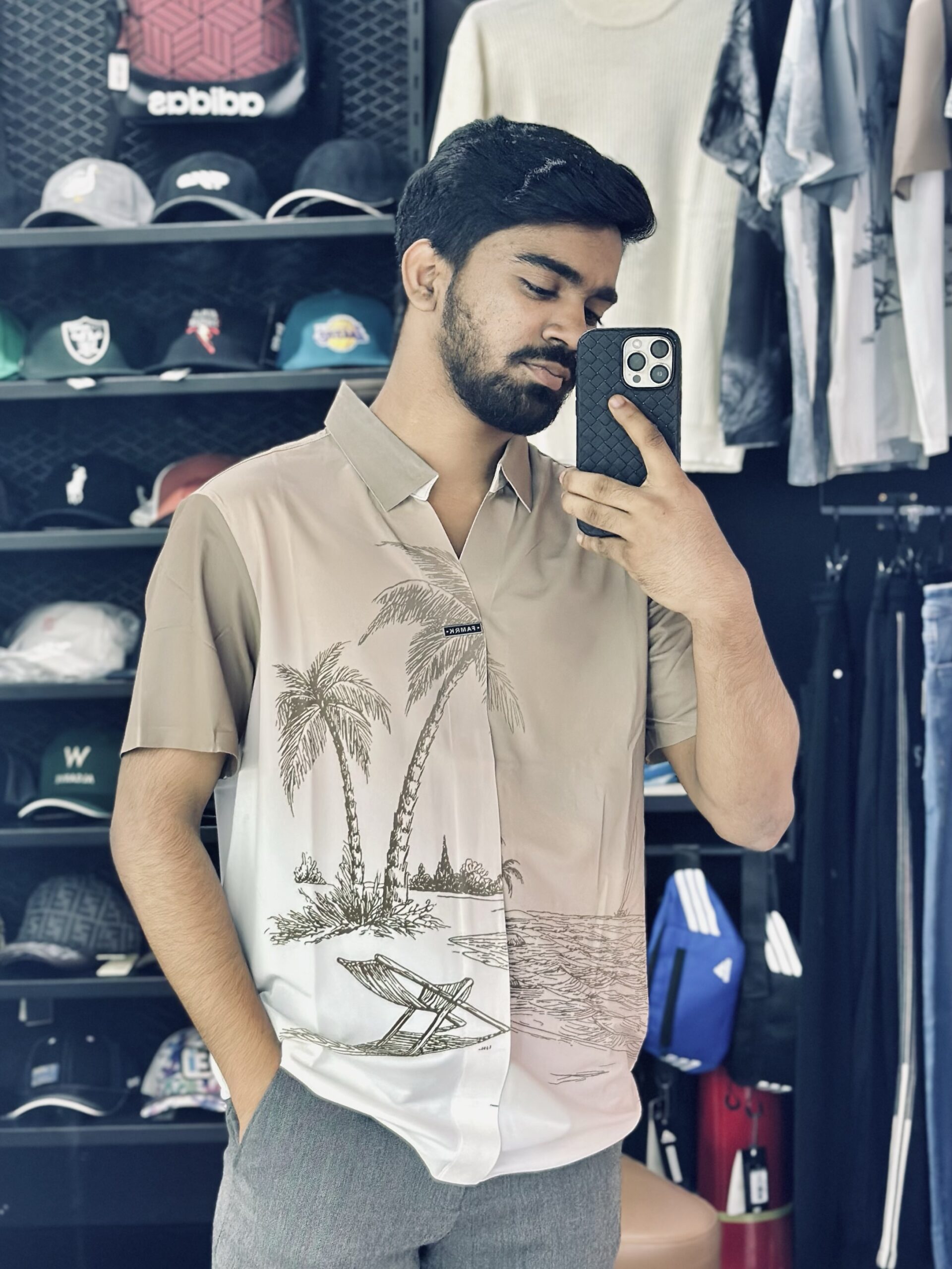 img_4452 Short-Sleeves Tropic Shade Shirt (Brown) - Image 1