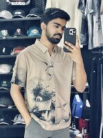 Short-Sleeves Monoshade Shirt (Brown)