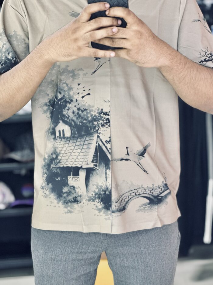 Short-Sleeves Monoshade Shirt (Brown) - Image 2