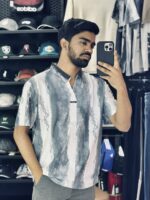 Short-Sleeves Marble Streak Shirt (Gray)