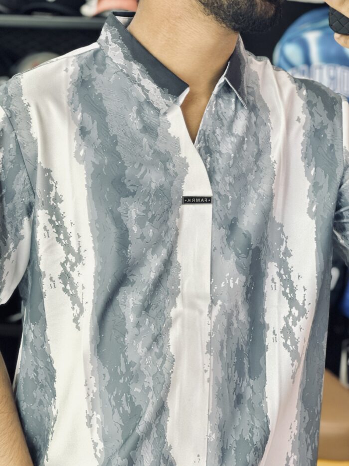 Short-Sleeves Marble Streak Shirt (Gray) - Image 2