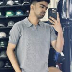Fine-knit Cotton Polo Shirt V-Neck (Gray)